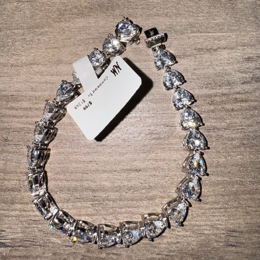 ❤️18k 23ct Heart Tennis Bracelet - Picture 15 of 16